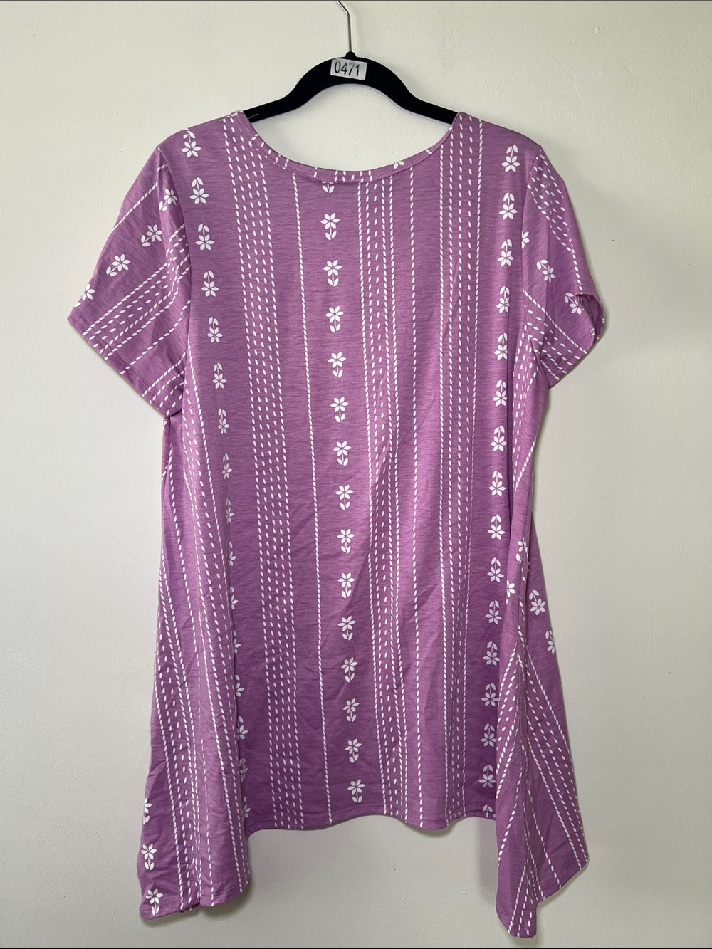 LuLaRoe Melissa Purple Floral Stripe Tunic Top - Picture 4 of 5